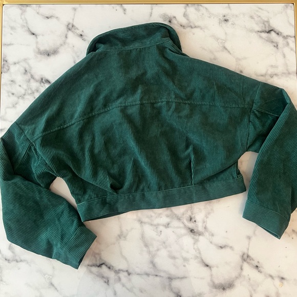 SHEIN EZwear Drop Shoulder Flap Pocket Corduroy Green Jacket Size Medium New - Picture 6 of 15